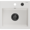 Mexen Milo granitový dřez 1-komorový 435 x 410 mm, bílý, černý sifon - 6505441000-20-B