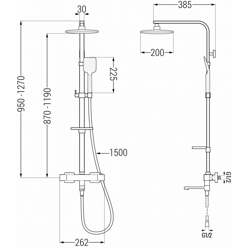 Mexen CQ62 sada vanovo-sprchová s dešťovou sprchou a termostatickou baterií, chrom - 779106295-00
