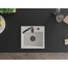 Mexen Milo granitový dřez 1komorový 435 x 410 mm, bílý, černý sifon - 6505441000-20-B