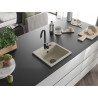 Mexen Milo granitový kuchyňský dřez 1-komorový 435 x 410 mm, béžový, černý sifon - 6505441000-69-B