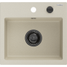 Mexen Milo jednokomorový granitový dřez 435 x 410 mm, béžový, černý sifon - 6505441000-69-B