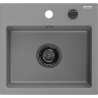 Mexen Milo granitový dřez 1-komorový 435 x 410 mm, šedý, černý sifon - 6505441000-71-B
