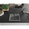 Mexen Milo granitový dřez jednokomorový 435 x 410 mm, šedý, černý sifon - 6505441000-71-B