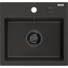 Mexen Milo granitový dřez 1-komorový 435 x 410 mm, černý/zlatý metalik, sifon černý - 6505441000-75-B