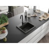 Mexen Milo granitový dřez 1-komorový 435 x 410 mm, černý/zlatý metalický, černý sifon - 6505441000-75-B