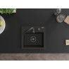 Mexen Milo granitový dřez 1-komorový 435 x 410 mm, černý/zlatý metalický, černý sifon - 6505441000-75-B