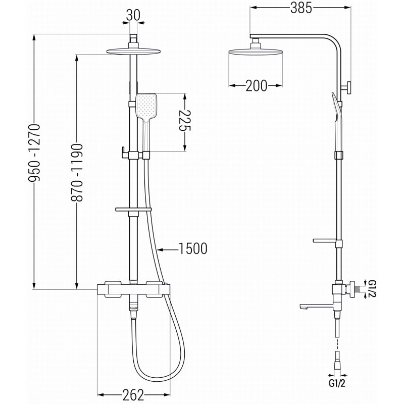 Mexen CQ62 sada vanových a sprchových s dešťovou a termostatickou baterií, zlatý - 779106295-50
