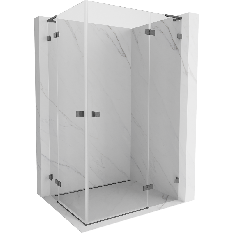 Mexen Lunar L Duo sprchový kout s pravými dveřmi 105 x 90 cm, transparentní, kartáčovaný šedý gun