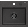 Mexen Milo granitový dřez 1-komorový 435 x 410 mm, černý kropenatý, černý sifon - 6505441000-76-B