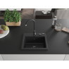 Mexen Milo granitový dřez 1-komorový 435 x 410 mm, černý, černý sifon - 6505441000-77-B