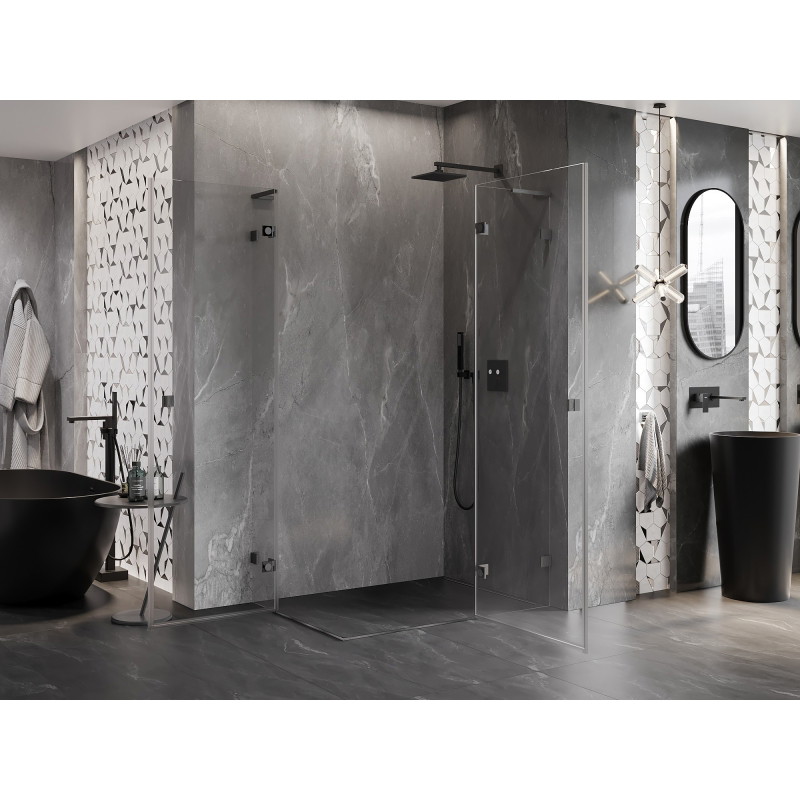 Mexen Lunar L Duo sprchová kabina otočná pravá 110 x 90 cm, transparentní, kartáčovaná gun gray - 834L-110P-090L-66-00