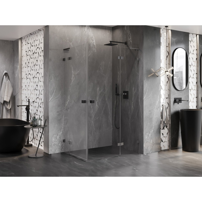 Mexen Lunar L Duo sprchová kabina otočná pravá 110 x 90 cm, transparentní, kartáčovaná gun gray - 834L-110P-090L-66-00