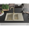 Mexen Gaspar granitový dřez 1,5-komorový s odkapávačem 737 x 475 mm, béžový, sifon zlatý - 6507731505-69-G