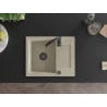 Mexen Enzo granitový jednokomorový dřez s odkapávačem 576 x 465 mm, béžový, černý sifon - 6506571005-69-B