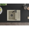 Mexen Enzo jednokomorový granitový dřez s odkapávačem 576 x 465 mm, béžový, černý sifon - 6506571005-69-B