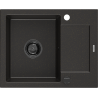 Mexen Enzo granitový dřez 1-komorový s odkapávačem 576 x 465 mm, černý/zlatý metalik, černý sifon - 6506571005-75-B