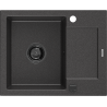Mexen Enzo granitový dřez 1-komorový s odkapávačem 576 x 465 mm, černý s tečkami, černý sifon - 6506571005-76-B