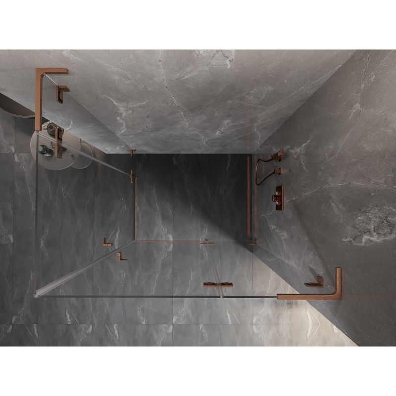 Mexen Lunar L Duo sprchová kabina otočná pravá 120 x 95 cm, transparentní, kartáčovaná měď - 834L-120P-095L-65-00