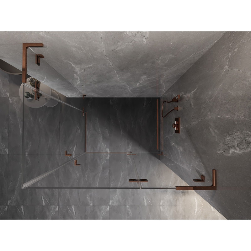 Mexen Lunar L Duo sprchový kout pravý otevírací 75 x 70 cm, transparentní, růžové zlato - 834L-075P-070L-60-00