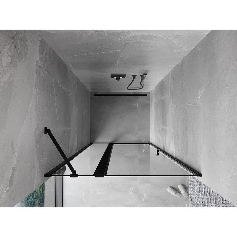 Mexen Mist levé otevírací sprchové dveře 115 cm, černý rám, černé - 8A4-115-000-70-70-L