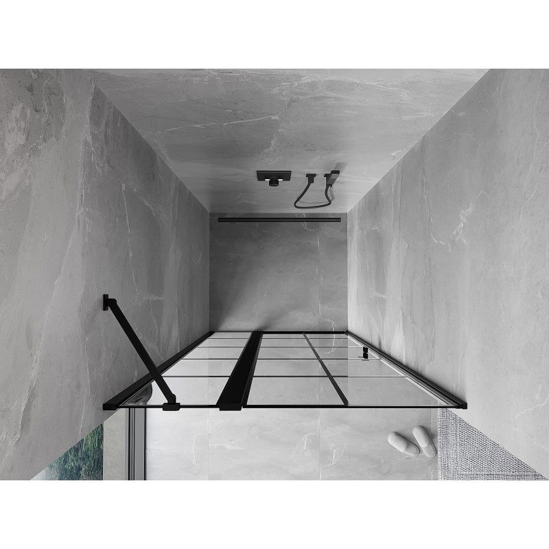 Mexen Mist sprchové dveře křídlové levé 70 cm, černá mřížka, černé - 8A4-070-000-70-77-L