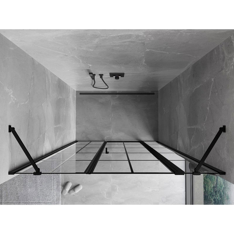 Mexen Mist pravé otevírací sprchové dveře 120 cm, černá mřížka, černé - 8A4-120-001-70-77-P