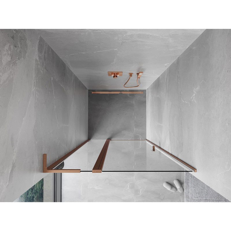 Mexen Mist L sprchové dveře otočné 105 cm, transparentní, kartáčovaná měď - 8A4L-105-000-65-00