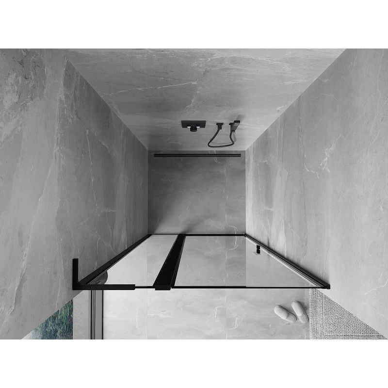 Mexen Mist L sprchové dveře výklopné levé 90 cm, černý rámek, černé - 8A4L-090-000-70-70-L