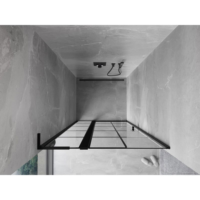 Mexen Mist L levé sprchové dveře otevíravé 90 cm, černá mřížka, černé - 8A4L-090-000-70-77-L