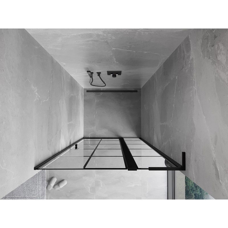 Mexen Mist L sprchové dveře otevíravé pravé 120 cm, černá mřížka, černé - 8A4L-120-000-70-77-P