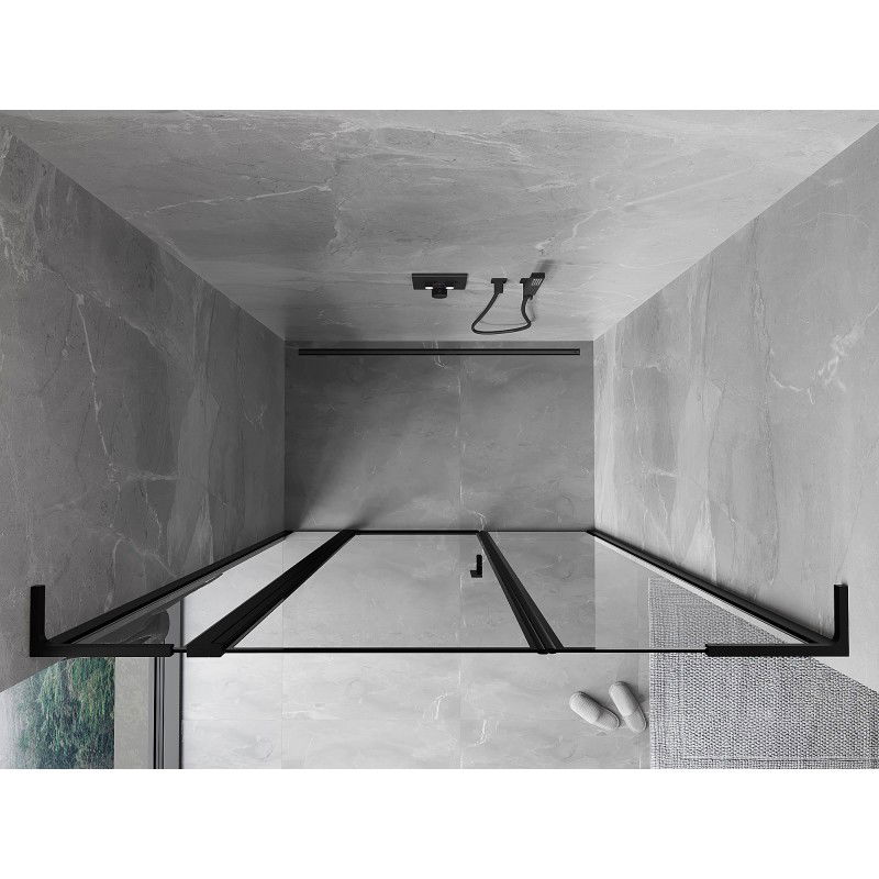 Mexen Mist L sprchové dveře otočné levé 135 cm, černý rámeček, černé - 8A4L-135-001-70-70-L