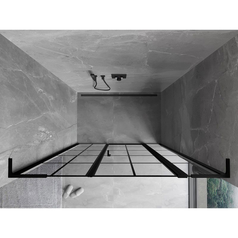 Mexen Mist L sprchové dveře otočné pravé 150 cm, černá mřížka, černé - 8A4L-150-001-70-77-P