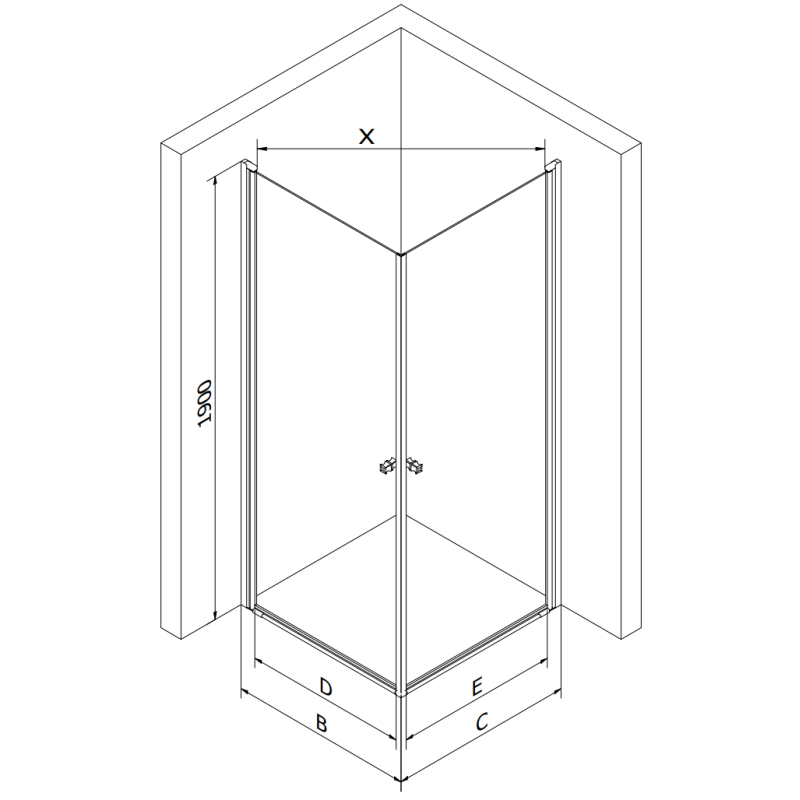Mexen Pretoria Duo sprchový kout otvírací 70 x 70 cm, transparentní, černý - 852-070-070-70-00-02