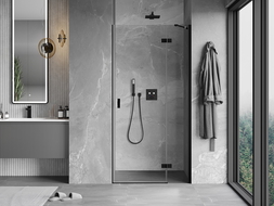 Mexen Mist-H sprchové dveře s otočnými pravými 120 cm, transparentní, černé - 8A5-120-000-70-00-P