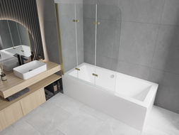 Mexen Felix vanová zástěna 3-dílná 120 x 140 cm, transparentní, zlatá - 890-120-003-50-00