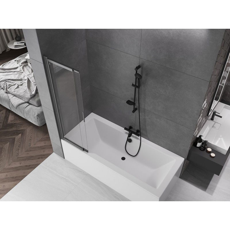 Mexen Fox vanová zástěna 2křídlá posuvná 85 x 150 cm, transparentní, gun gray kartáčovaný - 891-085-002-66-00