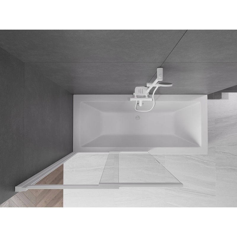 Mexen Fox dvoukřídlý posuvný vanový paraván 100 x 150 cm, transparentní, bílý - 891-100-002-20-00