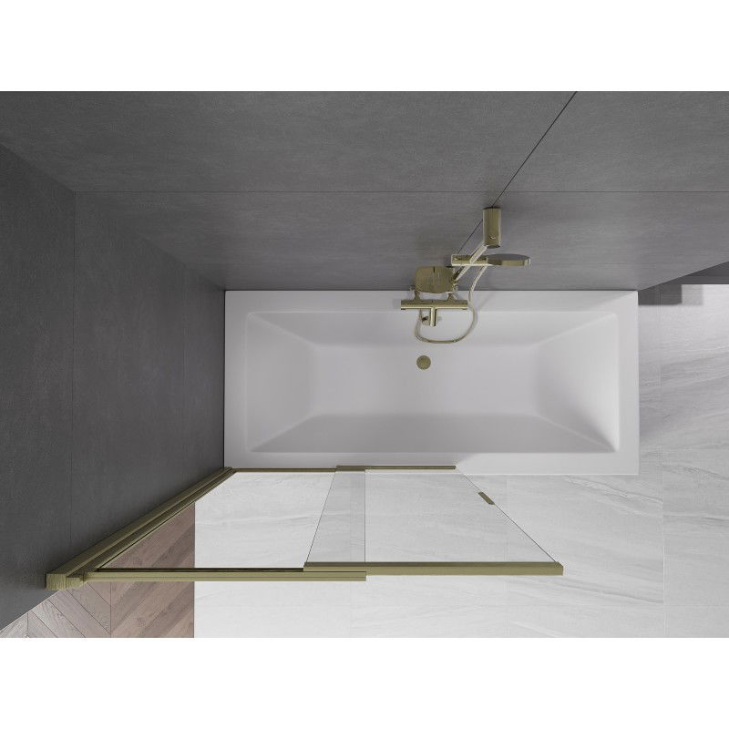 Mexen Fox vanová zástěna 2-křídlá posuvná 100 x 150 cm, transparentní, zlatá kartáčovaná - 891-100-002-55-00