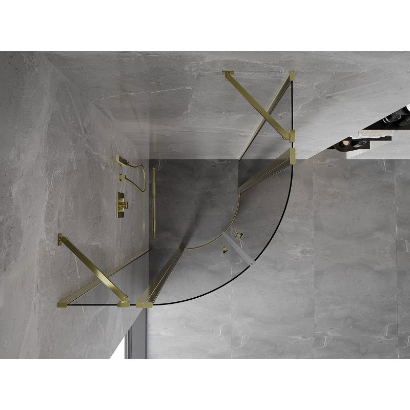 Mexen Mist půlkruhový sprchový kout s otevíracími dveřmi 90 x 90 cm, průhledný, zlatý - 8A32-090-090-50-00