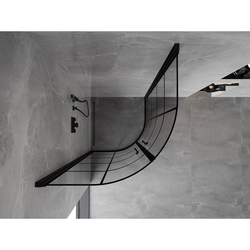 Mexen Mist půlkruhový sprchový kout 90 x 90 cm, černá mřížka, černý - 8A31-090-090-70-77
