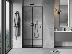 Mexen Mist-B sprchové dveře výkyvné levé 80 cm, černá mřížka, černé - 8A2-080-000-70-77-L