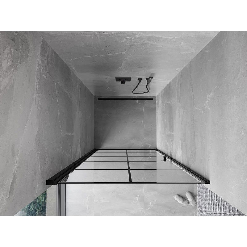Mexen Mist-B sprchové dveře otevírací levé 90 cm, černá mřížka, černé - 8A2-090-000-70-77-L