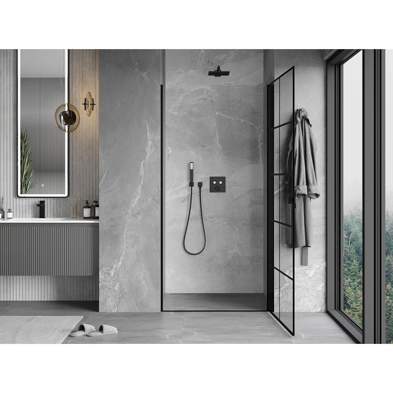 Mexen Mist-B sprchové dveře výklopné pravé 90 cm, černá mřížka, černé - 8A2-090-000-70-77-P