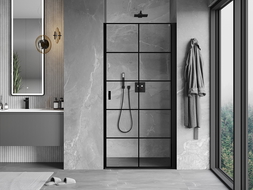 Mexen Mist-B pravé sprchové dveře, výklopné, 100 cm, černá mřížka, černé - 8A2-100-000-70-77-P