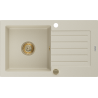 Mexen Pablo granitový dřez s 1 komorou a odkapávačem 752 x 436 mm, béžový, zlatý sifon - 6510751010-69-G