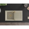 Mexen Pablo granitový dřez s 1 komorou a odkapávačem 752 x 436 mm, béžový, zlatý sifon - 6510751010-69-G