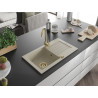 Mexen Pablo granitový dřez 1-komorový s odkapávačem 752 x 436 mm, béžový, zlatý sifon - 6510751010-69-G