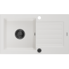 Mexen Pablo granitový dřez 1-komorový s odkapávačem 752 x 436 mm, bílý, černý sifon - 6510751010-20-B