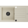 Mexen Pablo granitový dřez 1-komorový s odkapávačem 752 x 436 mm, béžový, sifon černý - 6510751010-69-B
