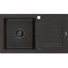 Mexen Pablo granitový dřez 1-komorový s odkapávačem 752 x 436 mm, černý/zlatý metalik, černý sifon - 6510751010-75-B